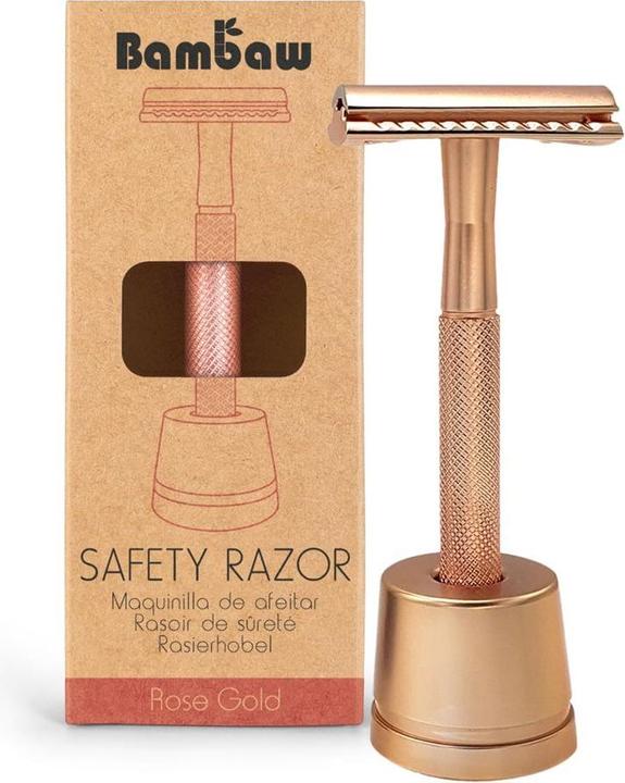 Bam Baw rasoir de sécurité avec pied métal or rose
