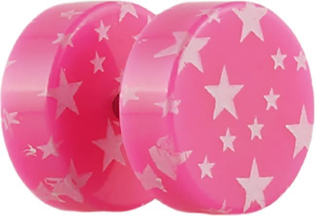 Star Piercing Fake Plug mit Sternen pink (ohne Messing, Acryl)