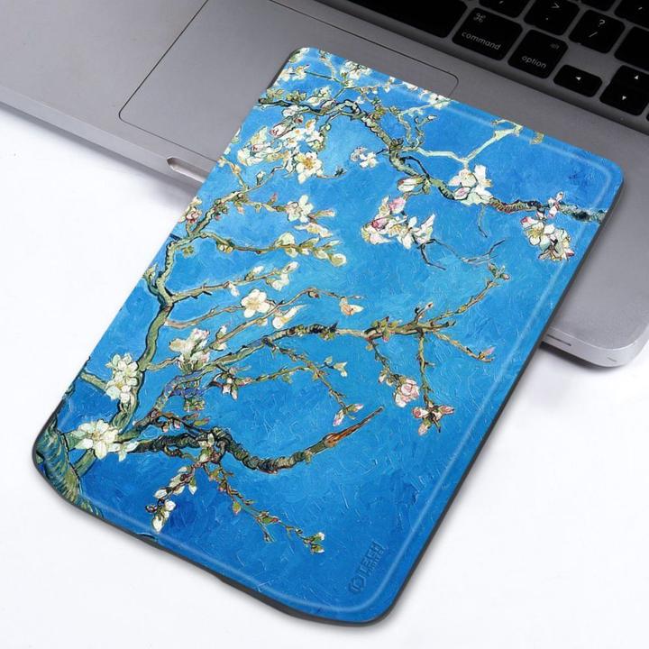 Actual product image Tech-Protect SmartCase case for PocketBook Verse / Verse Pro - blue with sakura flowers (Verse Pro)