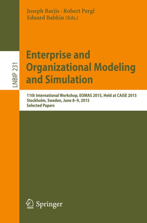 Image du produit Enterprise and Organizational Modeling and Simulation (Joseph Barjis, Robert Pergl, Eduard Babkin, 2015)