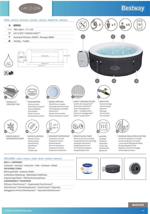 Produktbild Bestway Lay-Z-Spa Havana Smart Airjet (4 Pers.)