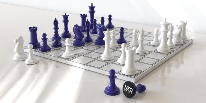 Immagine prodotto Skyline Chess Gioco degli scacchi - Serie in legno - Blu Vs Bianco (with Marble Gradient Square)