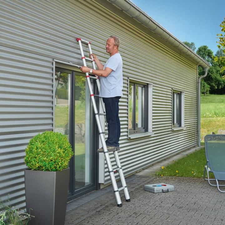 Produktbild Hailo FlexLine, Alu-Sicherheits-Teleskopleiter, 9 Sprossen (Anlegeleiter, 264 cm)