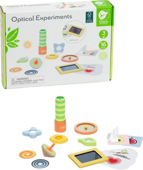 Immagine prodotto Classic World Set di giochi in legno per esperimenti ottici, 16 pezzi.