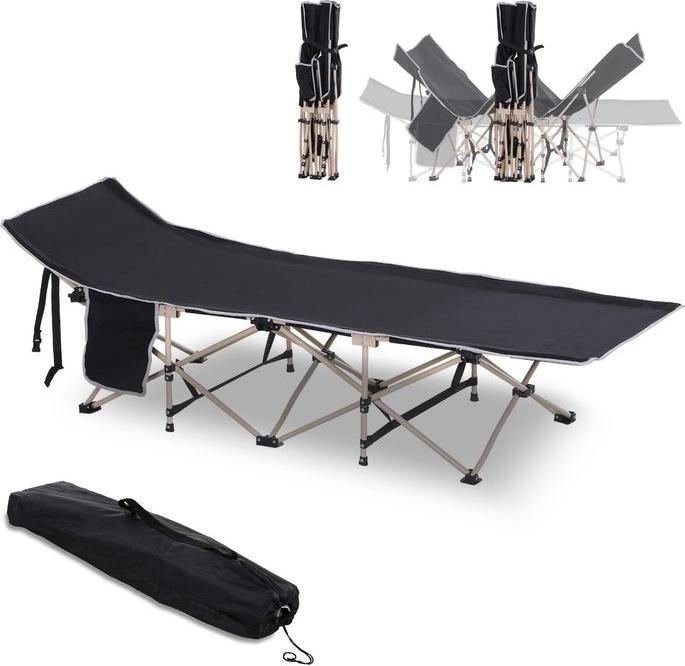 Swisshandel24 Feldbett Faltbar Campingbett, 190x68x52 cm, Schwarz