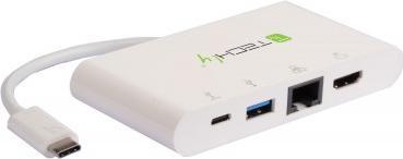 Immagine prodotto Techly Adattatore USB 3.1 tipo C a USB3.0 con connessioni HDMI, RJ45, USB-C (USB-C, 4 Porti)