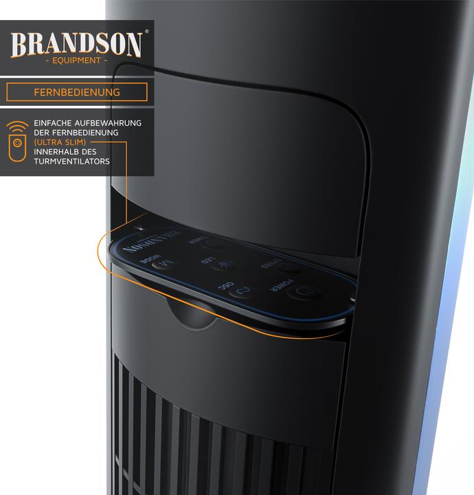 Produktbild Brandson Turmventilator, Fernbedienung, 10° neigbar, Oszillation, 4 Modi, Standventilator 108cm, blau (52 dB)