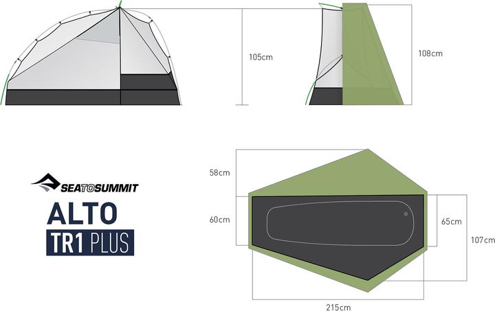 Immagine prodotto Sea To Summit Alto TR1 PLUS (Tenda a cupola, 1.23 kg, 1 persona)