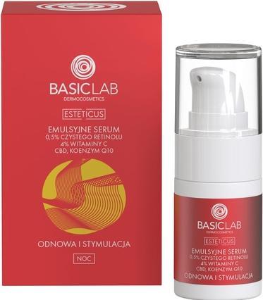 Immagine prodotto BasicLab Siero Viso con Retinolo, Coenzima Q10 e Vitamina C 15ml Siero Notte Antirughe per Donna (15 ml)