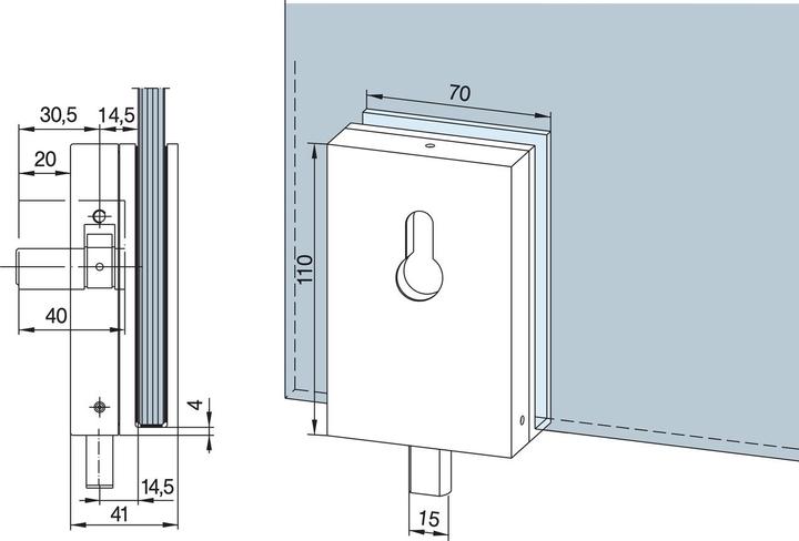 Actual product image Dormakaba Overlay corner lock for all-glass systems Universal (1 pcs.)