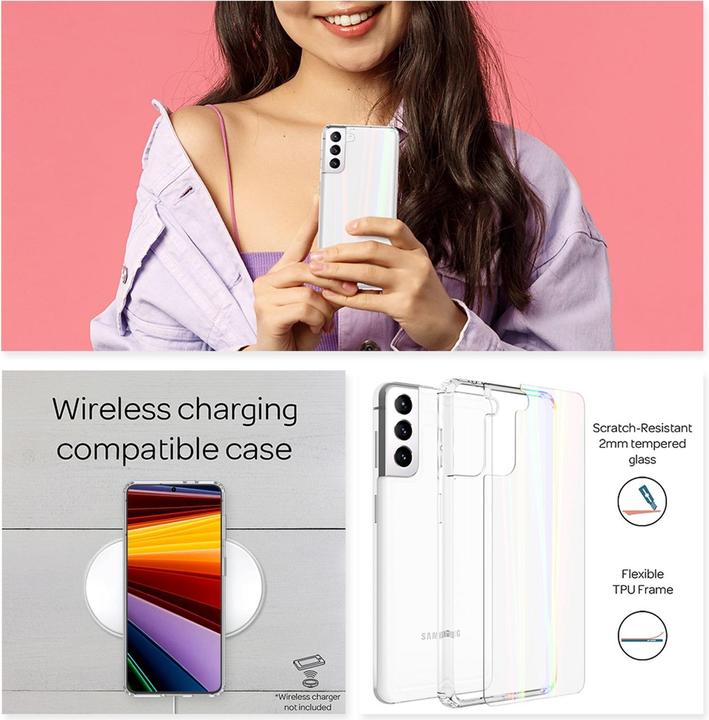 Actual product image Nalia Clear tempered glass hull rainbow effect (Samsung Galaxy S22+)
