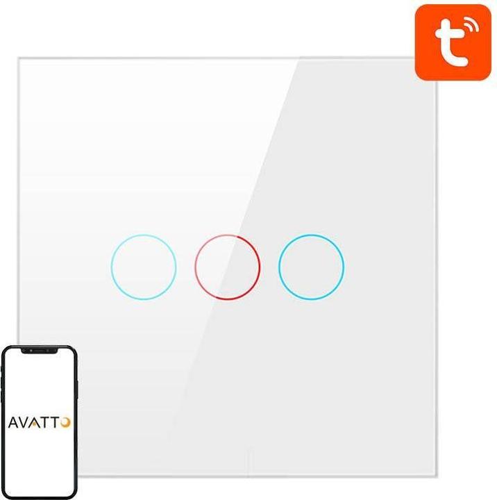 Avatto Interruttore intelligente ZigBee UE02-EU-W3 3 vie TUYA (bianco)