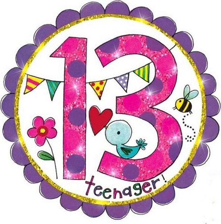 Actual product image Rachel Ellen 13 Teenager Birthday Party Badge