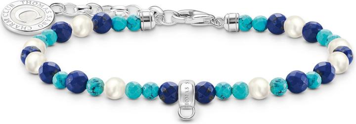 Immagine prodotto Thomas Sabo Bracciale con perle bianche e perline blu in argento (19 cm, Smalto, Argento 925)