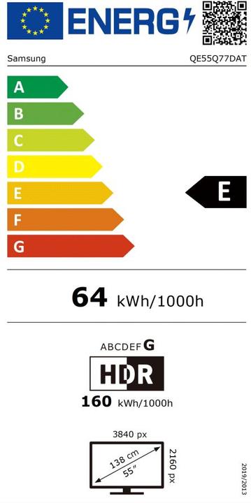 Energie-Label Samsung 55" Q77D – 4K QLED TV (55", QLED, 4K)