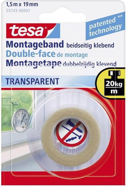Actual product image tesa Powerbond TRANSPARENT double-sided mounting tape (19 mm)