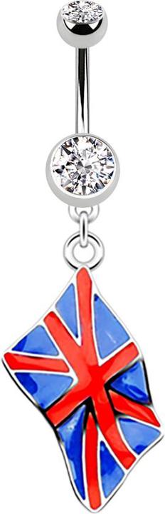 Produktbild Star Piercing Banane silber mit Anhänger Flagge Grossbritanien (ohne Messing, Chirurgenstahl 316L)