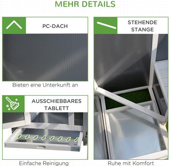 Produktbild Swisshandel24 Hühnerstall Hühnerhaus Geeignet für 1-2 Hühner, mit Nistkasten Eierkiste mit 2 Fächern, Tanne, Grau+