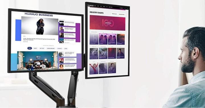 Produktbild Techly Schreibtischhalterung für 2 LCD TV LED 43-81cm 17-32Zoll Klemme Gasfeder schwarz (Tisch, 32")