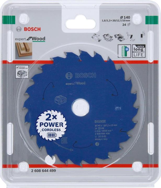 Actual product image Bosch Professional Zubehör Cordless circular saw blade Expert for Wood, 140 x 1.8/1.3 x 20, 24 teeth