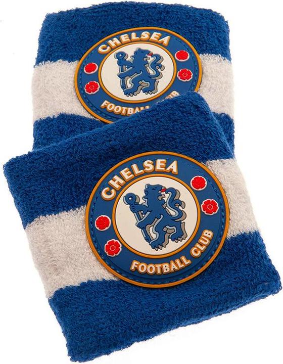 Actual product image Chelsea FC Unisex Adult Crest Cotton Wristband (Pack of 2) (100% synthetic material)