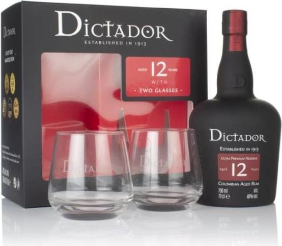 Produktbild Dictador Solera System Aged 12 Years Ultra Premium Reserve Rum mit Etui und 2 Gläsern (1 x 70 cl)