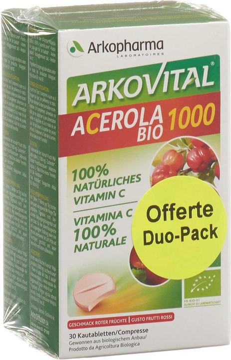 Immagine prodotto Arkopharma Arkovital Bio Acerola Kautabletten 1000mg (60 Pezzo/i, Pillole, 191 g)