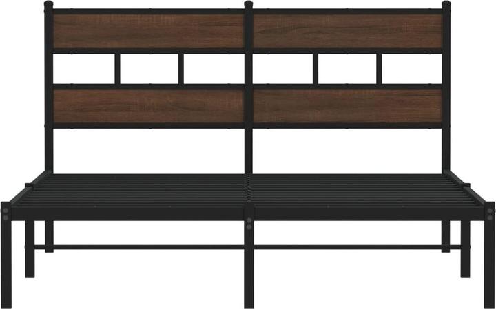 Produktbild VidaXL Bettgestell mit Kopfteil Metallbett Bett Doppelbett Braun Eiche 180x200cm (180 x 200 cm)