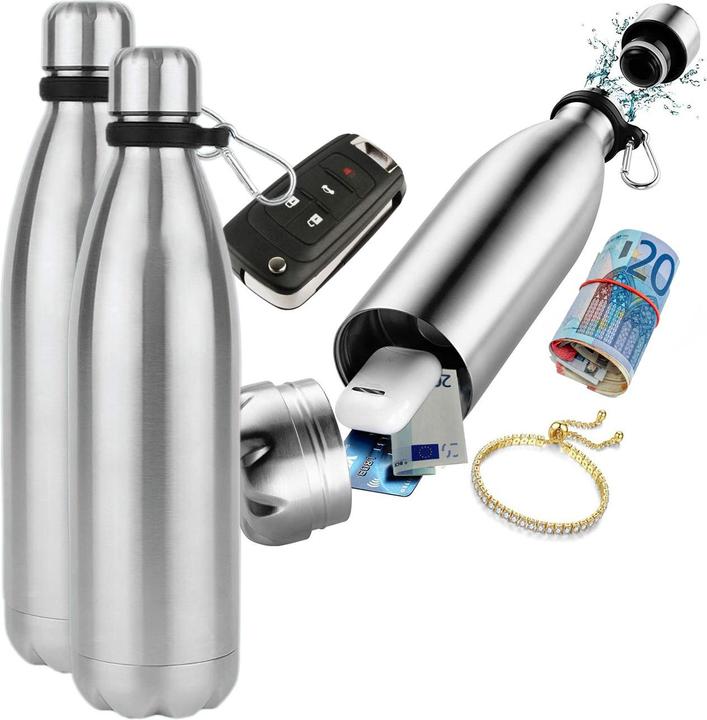 Immagine prodotto KH Security Set di 2 borracce a doppia parete con scorta segreta, 400ml, in acciaio inox (0.40 l)