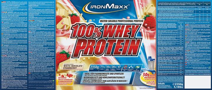 Immagine prodotto IronMaxx 100% Proteine Whey (barattolo da 2350 g) (Fragola, Cioccolato bianco, 1 pz., 2350 g)