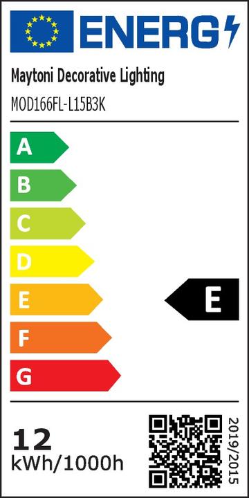 Etichetta energetica Maytoni Lampada da terra Tau LED, lampada da terra 15W Nero Bianco Caldo (450 lm)