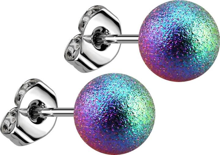 Star Piercing Ohrstecker mit Kugel farbig gesprenkelt (ohne Messing, Chirurgenstahl 316L)