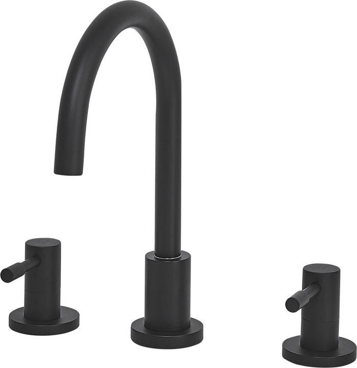 Produktbild Beliani Wasserhahn 3-Loch Waschtischarmatur Messing schwarz SIPI