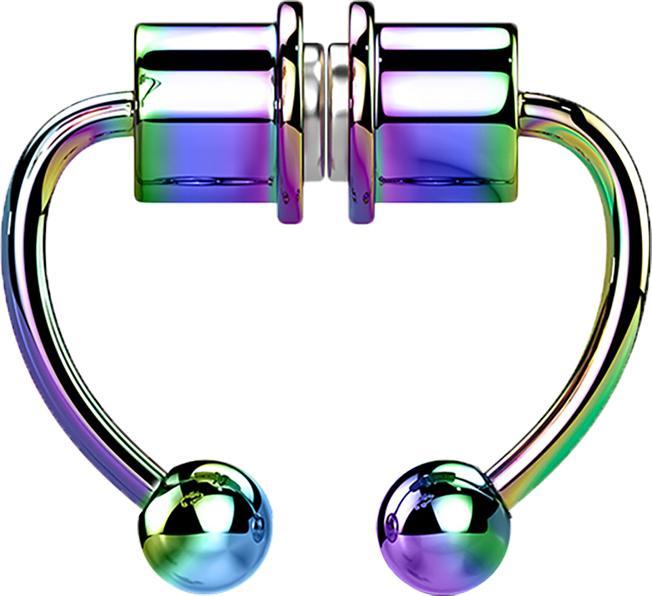 Star Piercing Fake Septum Magnet farbig Circular Barbell mit zwei Kugeln (Chirurgenstahl 316L in Materialstärke 1.0 mm)
