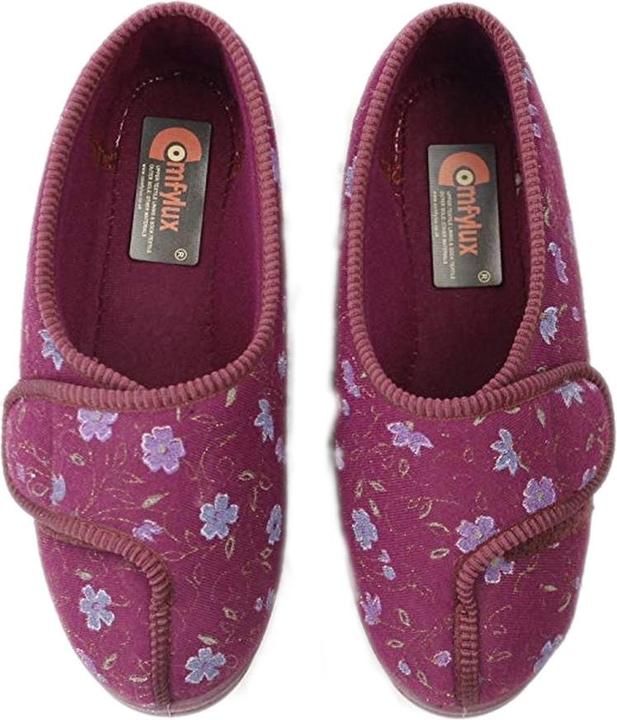 Produktbild Comfylux Davina Hausschuhe mit Klettverschluss und Blumenmuster extra weite Passform (38)