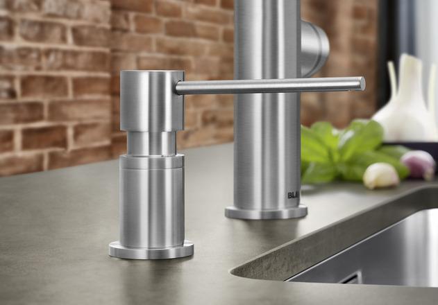 Actual product image Blanco LATO washing-up liquid dispenser satin dark steel | Suitable for all kitchen mixer taps |