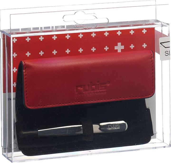Rubis Pinzette Shiny mit Etui, schräg, silber