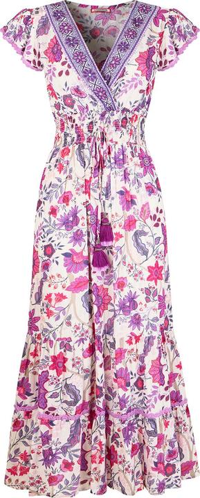 Produktbild Joe Browns Border Print Floral Shirred Waist V-Neck Tassel Dress (36)