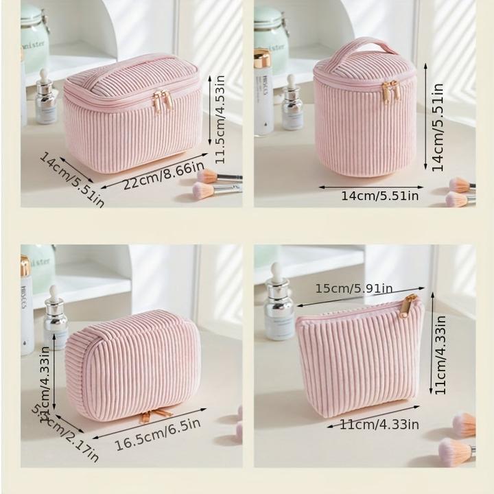 Immagine prodotto Only-Bags.Store Elegante set di 4 astucci per cosmetici in velluto a coste, eleganti borse organizer per il trucco