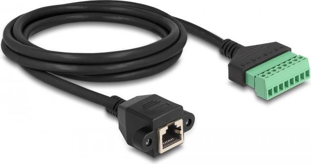 Actual product image Delock RJ45 cable Cat.6 socket to terminal block adapter for installation 2 m 2-piece (RJ45, RJ45 (1x))