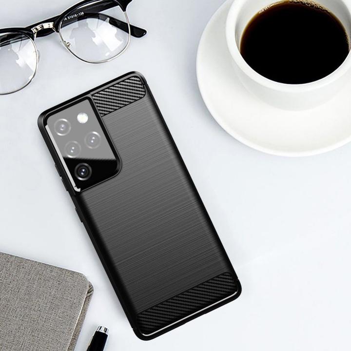 Produktbild Hurtel Carbon Case Flexible Cover TPU Case for Samsung Galaxy S21 Ultra 5G black (Samsung Galaxy S21 Ultra 5G)