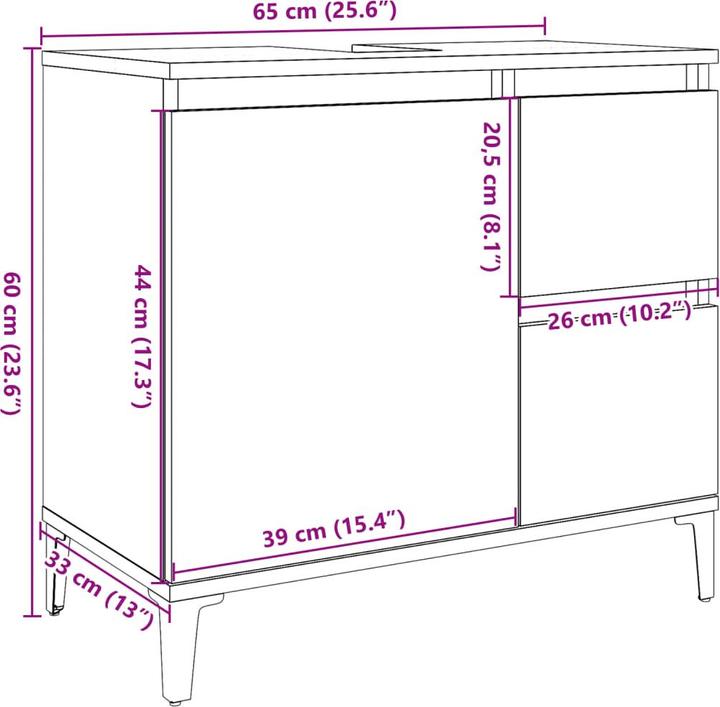 Image du produit VidaXL Meuble sous lavabo (65 x 33 x 60 cm)