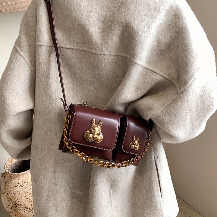 Only-Bags.Store Retro-Dekor-Kreuztasche, trendige Ketten-Minihandtasche, Vintage-Mehrfachtaschen-Umhängetasche
