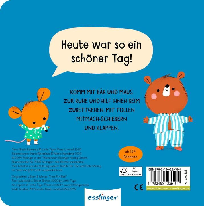 Immagine prodotto Bär & Maus sagen gute Nacht (Tedesco, Nicola Edwards, Maria Neradova, 2024)