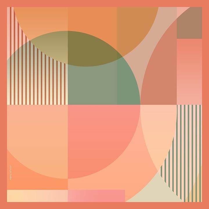 Actual product image Changemaker Seidenfoulard Multiverse 100%Seide 90x90cm pfirsich/orange/gr
