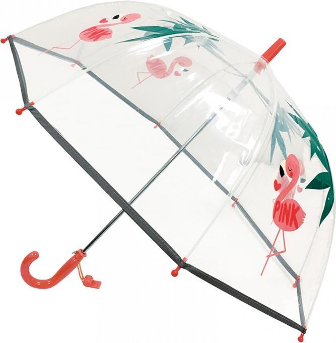 Produktbild Smati Regenschirm für Kinder, transparent, Glocke, fluoreszierender Rand, Flamingo, one size