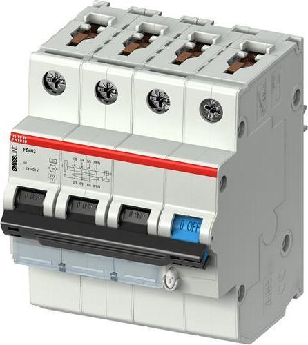 Actual product image ABB FS403M-B16/0.03 RCD/LC circuit breaker 16A 4p 400VAC 10kA Smissline