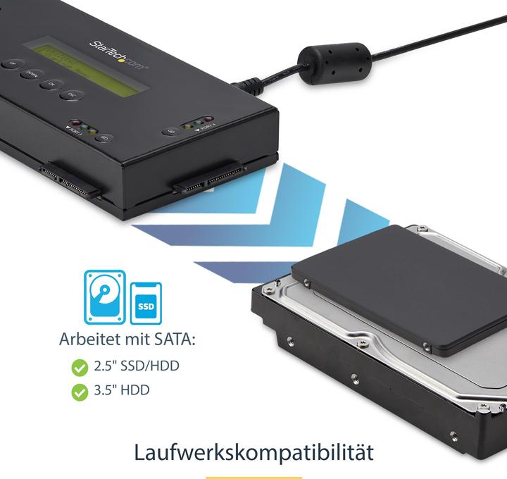 Produktbild StarTech Festplatten Löscher für 6,35cm/2,5 oder 8,89cm/3,5 Zoll SATA Laufwerke - 4 Schächte - Standalone...