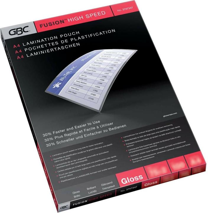Produktbild GBC Laminierfolien in Premiumqualität (A4, 100 Stück, 80 µm)