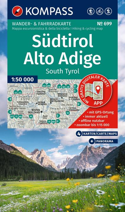 Actual product image Wanderkarten-Set 699 Südtirol / Alto Adige / South Tyrol (4 Karten) 1:50.000